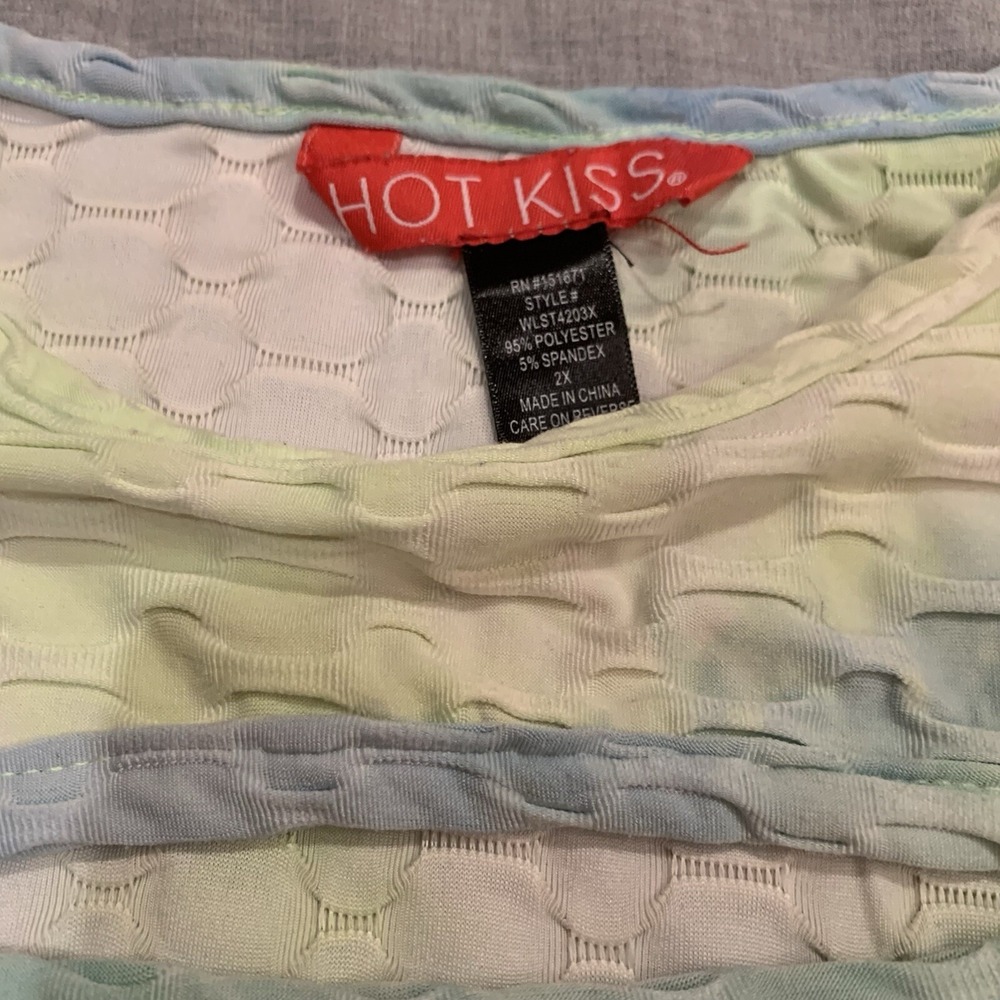 Hot Kiss Crop Top Women's XL Long Sleeve Shirt Multicolor Stretchy - Picture 3 of 6